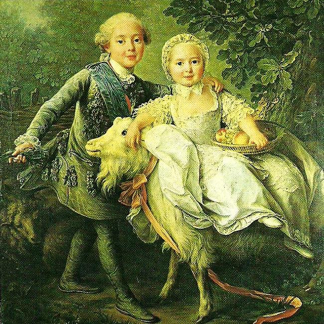 Francois-Hubert Drouais charles de france and his sister marie- adelaide china oil painting image